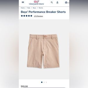 Vineyard Vines boys Performance Breaker Shorts khaki size 14
